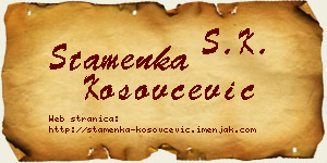 Stamenka Kosovčević vizit kartica